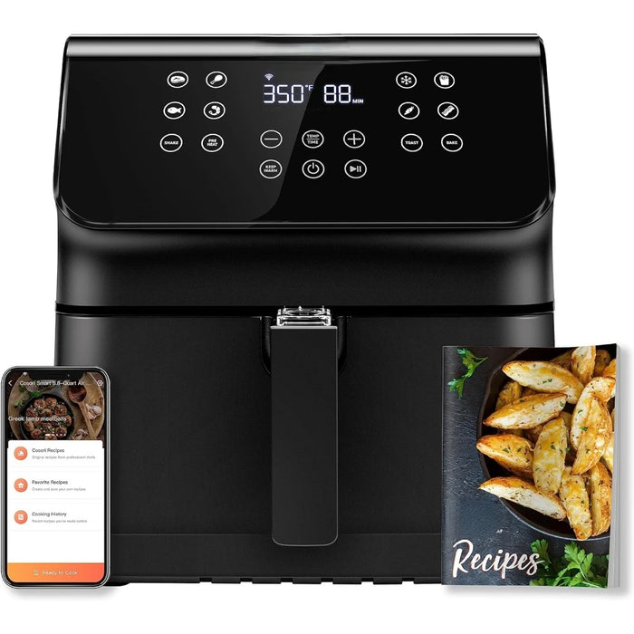 Air Fryer12 One-Touch Customizable Functions, 3-Way Control, Cookbook and Online Recipes, Dishwasher-Safe Detachable Basket