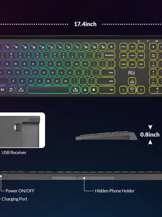 RK801 Bluetooth wireless keyboard RGB backlight mute keyboard numeric keyboard, suitable for dual-mode system.