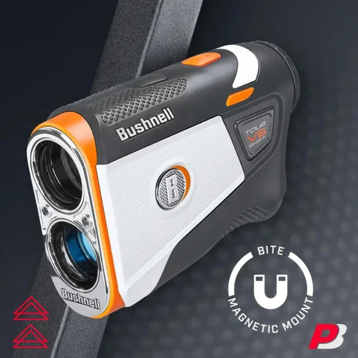 Tour V6 Golf Rangefinder Bundle - PinSeeker with Visual JOLT, BITE Magnetic Mount - Includes PlayBetter Microfiber Towe