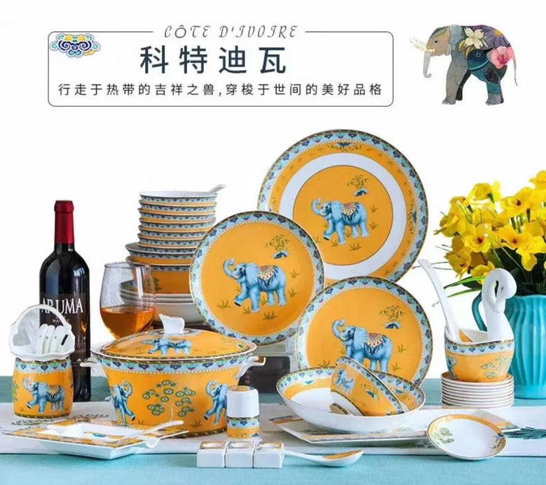 Bowl and Plate Set Simple Ceramic Tableware European Bone Porcelain Tableware Set Bowl and Plate Combination Bowl and Chopstick