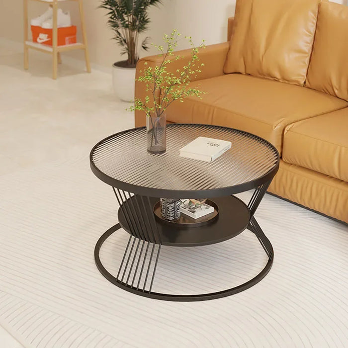 White Nordic Coffee Table Glass Shelf Transparent Modern Round Coffee Table Living Room Apartamento Mesa Furniture For Home