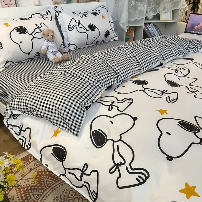 Korean Style Bedding Set Boys Girls Twin Queen Size Duvet Cover Flat Sheet Pillowcase Bed Linen Kids Adult Fashion Home Textile