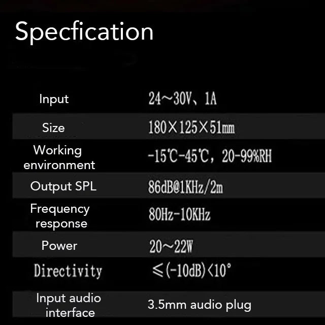 Ultrasonic Directional Speaker with Focused Audio Directional Sound WS-V2.1 Built-in TF card player, 40khz ultrasonic speaker