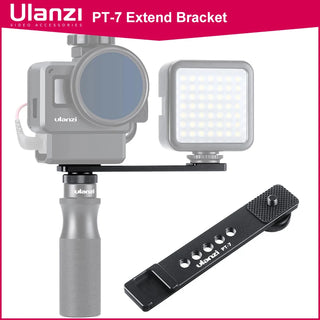Ulanzi PT-7 Vlog Extension Mount Bar Bracket with Cold Shoe 1/4 Screw for LED Video Light Microphone  Gopro Vlogging Mount