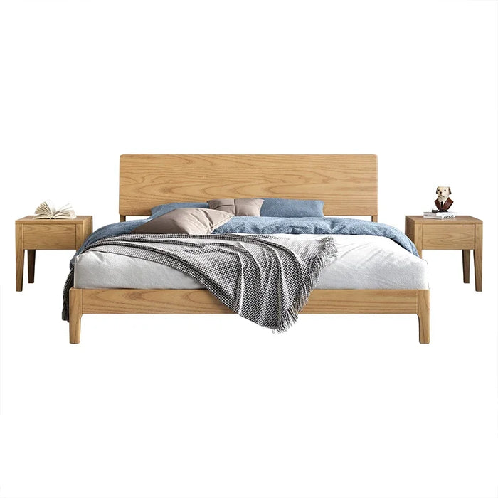 Ash full solid wood bed 1.5 meters 1.8 meters single double modern simple bed Nordic Japanese log windbed