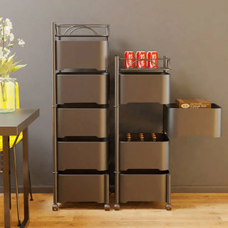 Kitchen Spice Rack Floor Seam Can Rotate The Storage Basket Of Snacks Vegetables And Fruits Auxiliary Cart With Wheels