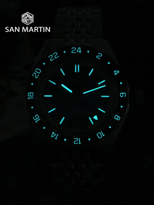 San Martin Original Design Fashion GMT 39.5mm Men Sports Watch Japan NH34 Automatic Mechanical Waterproof 100m SN0116 Reloj