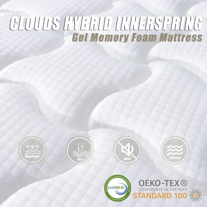 Deep Sleep Mattress  in A Box, Cloud Euro Top Soft Hybrid, Memory Foam Pocket Innerspring Mattresses, 10 Inch Mattress