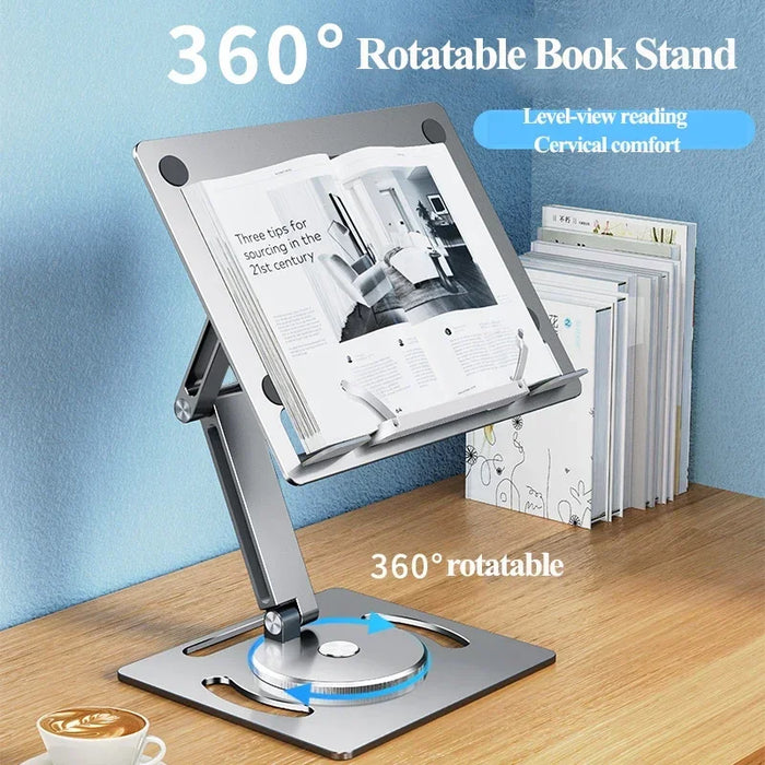 Eary 360 Rotable Aluminium Laptop Stand Height Angle Adjustment Tablet Desktop Holder Multifunctional Reading Book Bracket