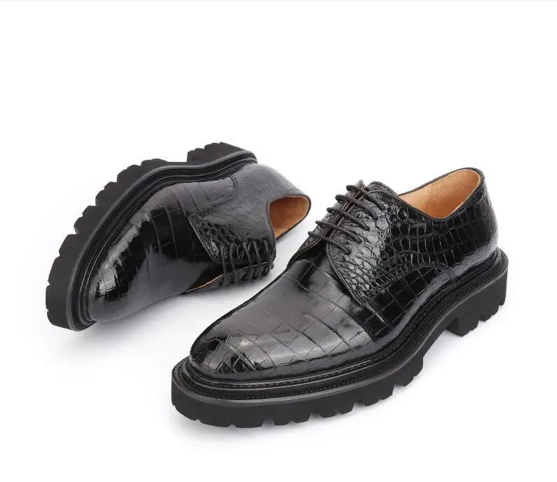 2022 Genuine crocodile skin leather men fashion shoe with cow skin lining black color crocodile skin men business dress shoe