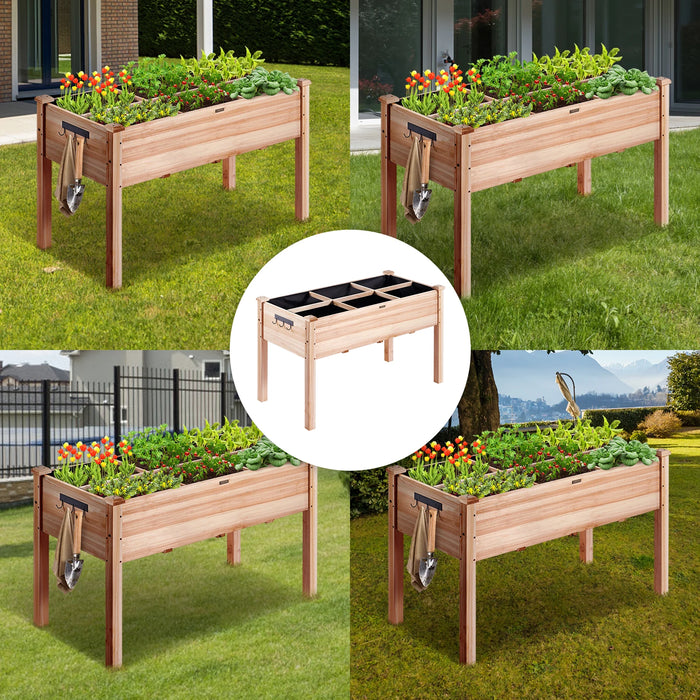 VEVOR Wooden Raised Garden Bed Planter Box Elevated/Floor w/ Whole Kit and Drainage System for Planting Flower Vegetable Herb