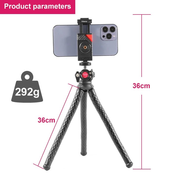 ULANZI FT-01 Flexible Mini Octopus Tripod for Phone DSLR Vlog Travel Photography With Cold Shoe Phone Holder Mount Mic Light