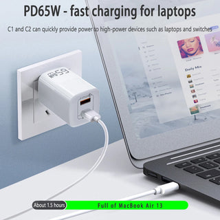 UGOURD PD 65W GaN Fast Charger Power Adapter With USB A and Type C Quick Charge UK EU US Plug For iPad MacBook Air Laptop iPhone