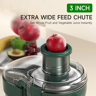 Juicer Machine Green, 500W Centrifugal Juicer Extractor with 3 Speed & Wide Mouth 3” Feed Chute for Fruit Vegetable