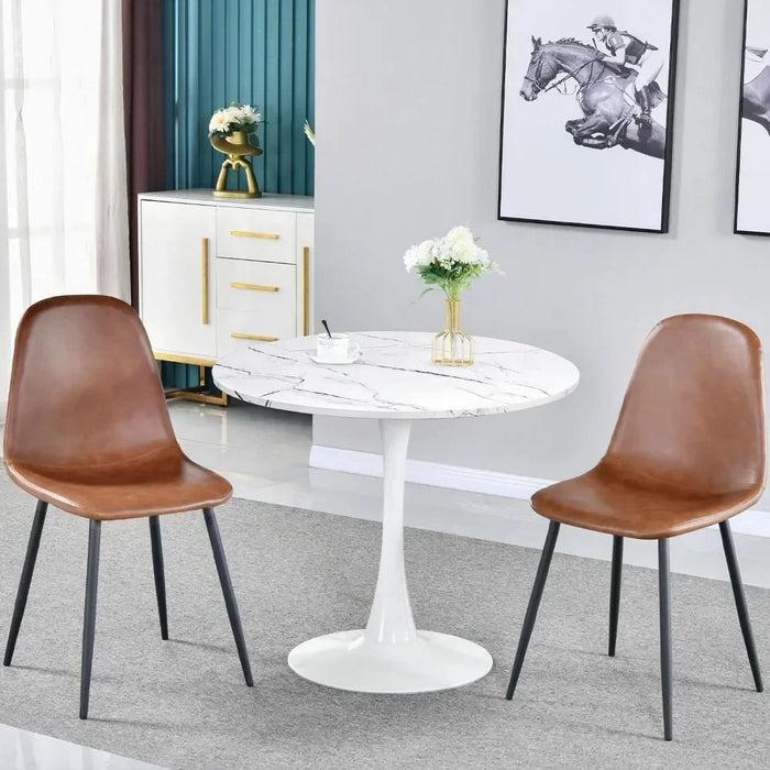 Dining Table Small Black Kitchen Table 31.5" in Tulip Design Modern Pedestal Table for Small Space Dining Room 2 to 4 Person