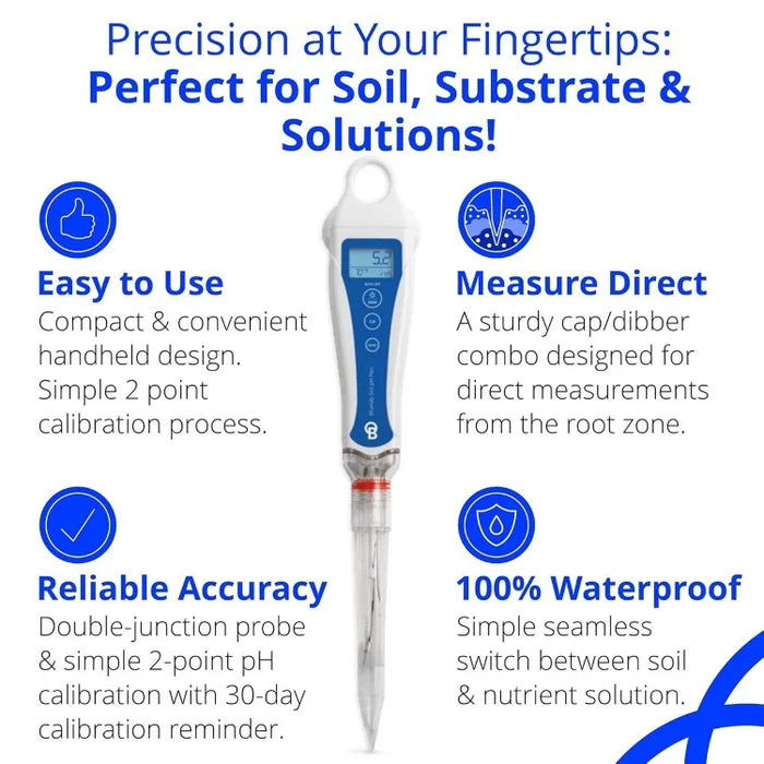 Soil pH Pen and Probe Care Kit pH Bundle with Calibration Supplies, Storage Solution, Brush, Reliable Meter and Digital Tester