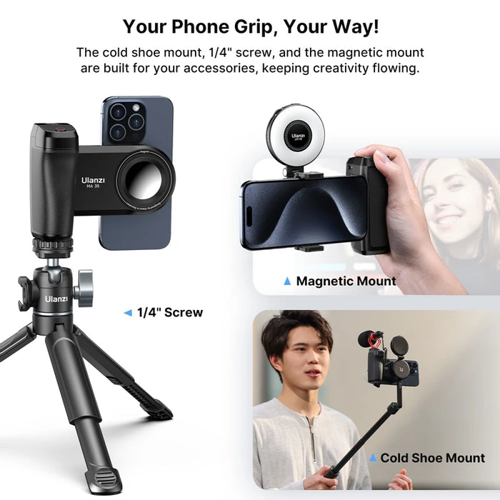 Ulanzi MA35 MagSafe Smartphone Camera Shutter Grip Bluetooth Selfie Handle As Camera Photo Stabilizer Vertical Horizontal Shoot