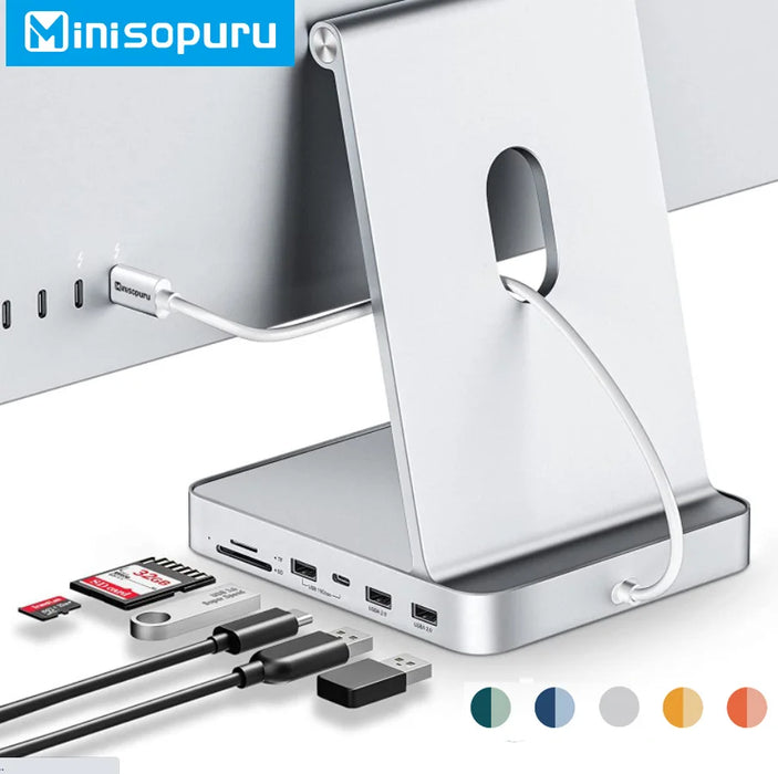 Minisopuru USB Hub 7 in 1 USB C 3.2 SD/TF multiport Adapter Support M.2 NVMe SSD docking station for iMac 24 inch USB C imac hub