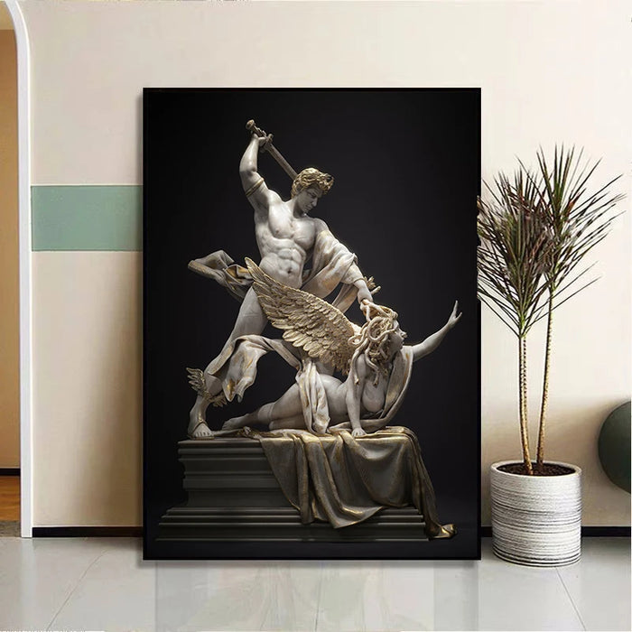 Greek Perseus and Medusa Sculpture Canvas Painting Wall Art Mythology God Statue Poster Prints Picture Living Room Home Decor