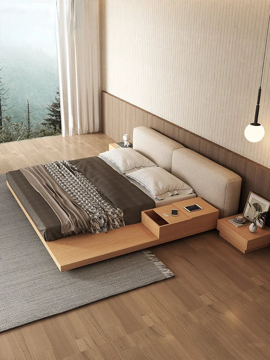 Yujifeng big bed Japanese simple short bed tatami soft leaning large family simple double bed widened by 2 meters