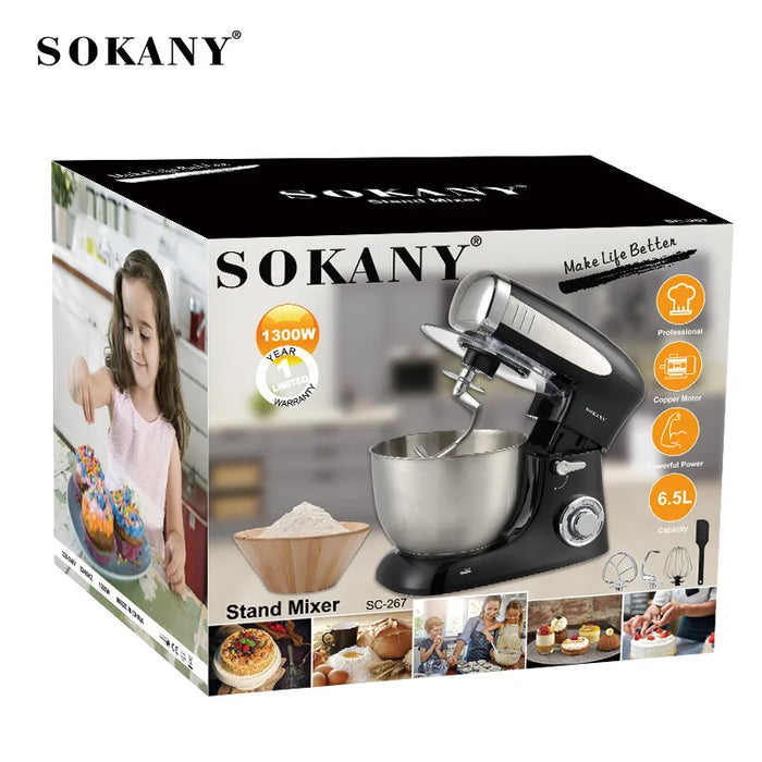 Sokany 267 Hot Sale Kitchen Appliances Home Kitchen Appliance Rotate Stand Dought Mixer Price & High Power  Kneading Machine