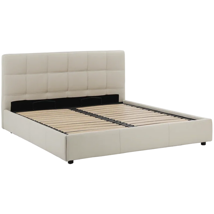 Nordic style Italian simple modern leather double bed can store white double bed.