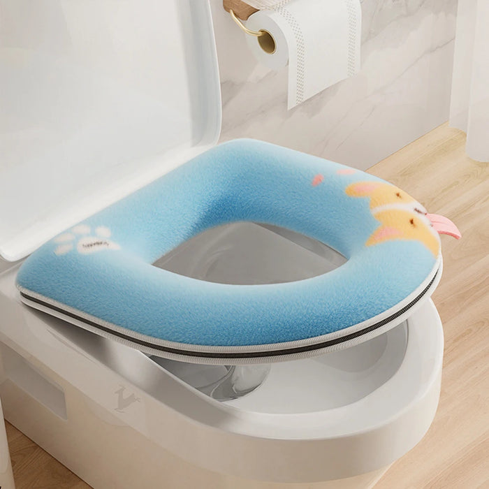 Cute Cartoon Thicken Toilet Seat Cover Mat Winter Warm Soft Washable Mat Seat Case Toilet Lid Pad Cover Bathroom Accessories