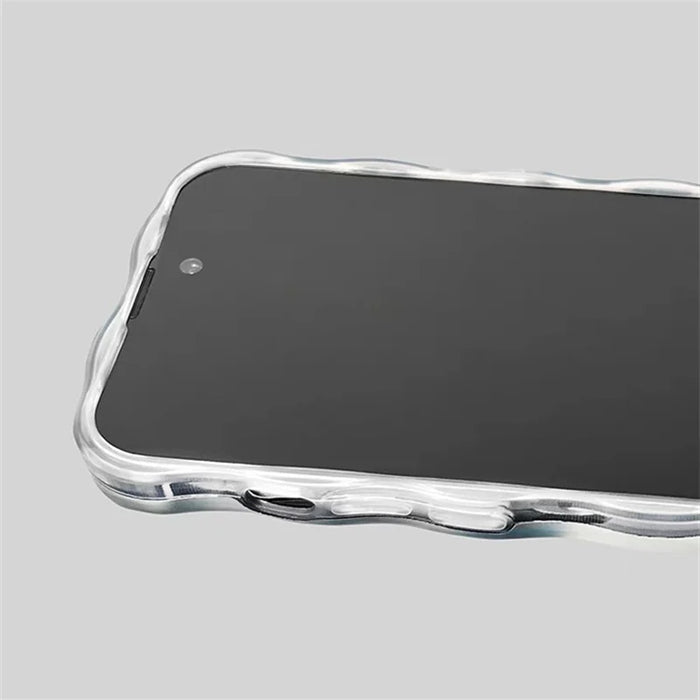 Luxury Electroplated silver Wave border silicone case for iphone 15 13 14 12pro 15pro 14pro 13 pro max protective cover