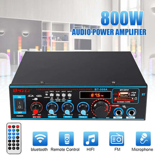 800W 600W Car Amplificador HIFI 2 CH Audio Power Amplifier 12/220V Home Theater Amplifier Audio Support FM USB SD/Remote Control