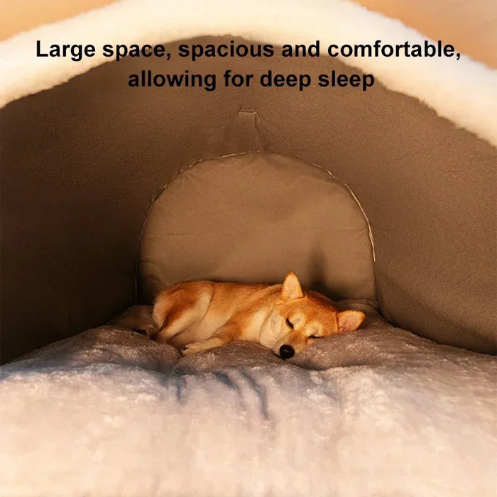 Enclosed Dog House Kennel Warm Winter Cat Cave Soft Cozy Sleeping Bed for Small Medium Dogs Cats Puppy Nest Basket Supplies 강아지