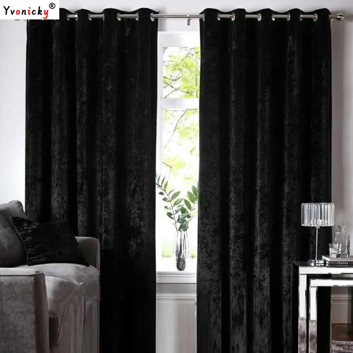 38 Colors Black Velvet Curtains 108 inches - Blackout Soft Velvet Panel Drapes for Bedroom Thermal Insulated Window Treatment