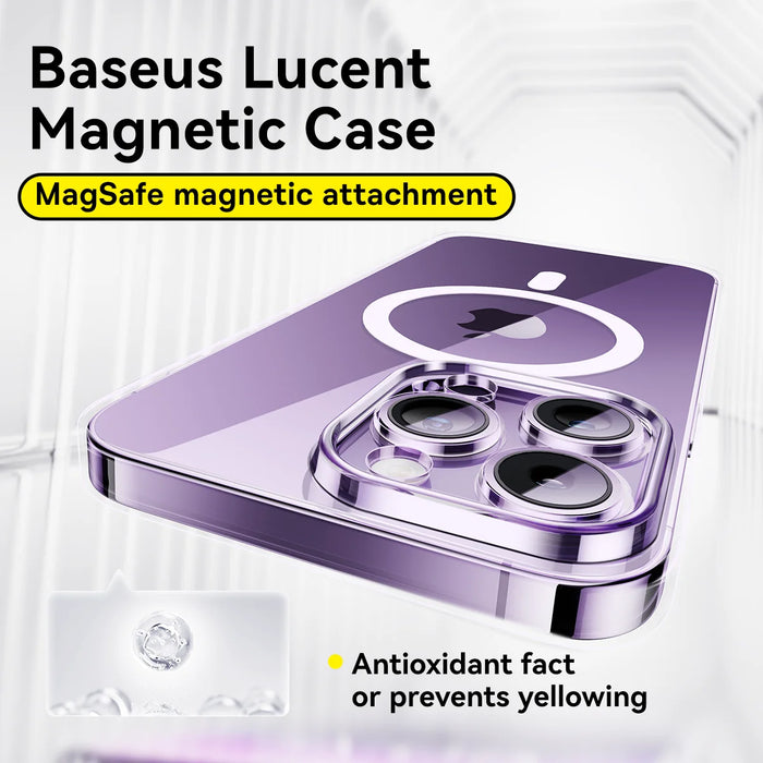 Baseus for iPhone 15 Pro Max Lucent Magnetic Case Hard PC Clear Case for iPhone 15 14 13 Pro Plus Magnet Protective Phone Case