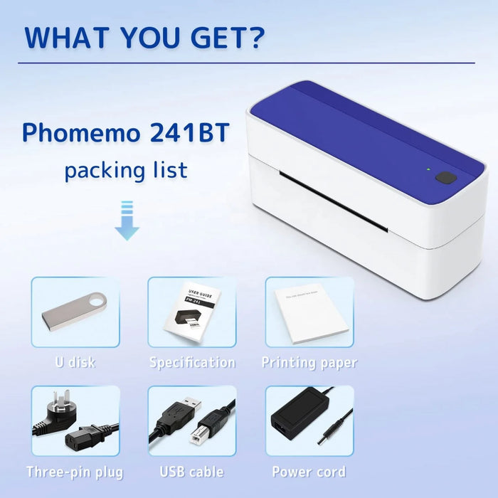 Phomemo 241BT 4x6 Thermal Shipping Package PM241BT Thermal Label Printer For Shipping Online Business