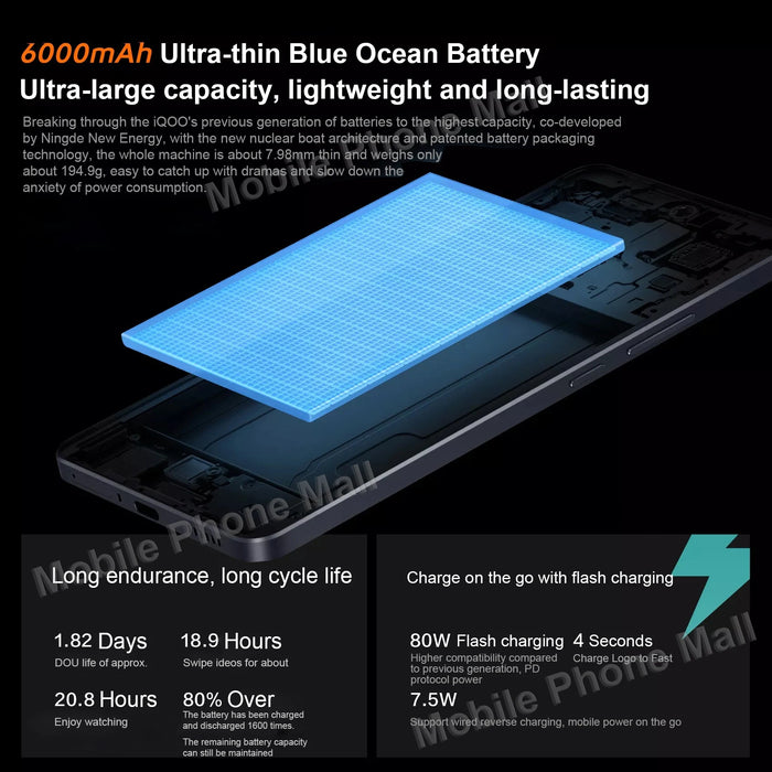 Original Vivo IQOO Z9 5G Mobile Phone 6.78" AMOLED 144Hz Screen Snapdragon 7 Gen 3 Octa Core Battery 6000mAh NFC Smartphone