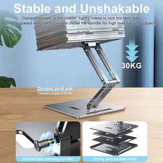 Eary Aluminum Laptop Stand Free Lift Height Multi-Angle Adjustable Reading Desk with Foldable Base Notebook Desktop Holder