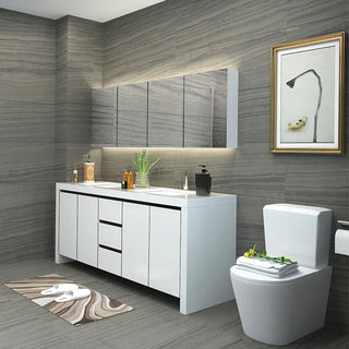 2022 Simple And Modern Bathroom Cabinet Solid Wood Paint-free Oak Paint Material Board Double Basin Floor Washbasin Toilet