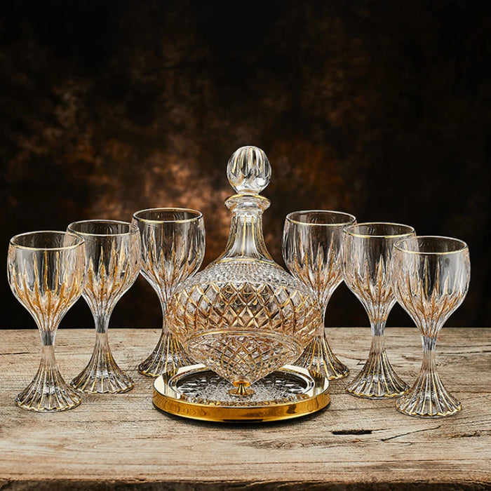Light Luxury Gold Wine Cups European Vintage Creative Crystal Glass Goblet Simplicity Household Fashion Handmade Wine Glass Set