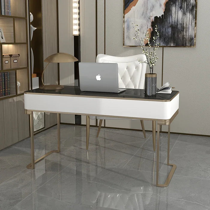 Italian minimalist light luxury desk modern minimalist paint home study desk stainless steel slate computer desk