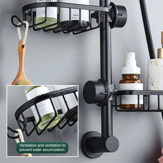 Aluminum Faucet Bathroom Shelf Adjustable Shower Storage Basket Kitchen Organizer For Shampoo Soap Sponge Storage Rack