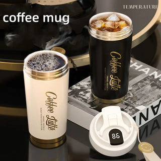 500ML Ceramic Liner Thermos Coffee Cup Travel Coffee Mug Vacuum Insulated Thermos For Coffee Thermal Cup Tumbler Digital Lid