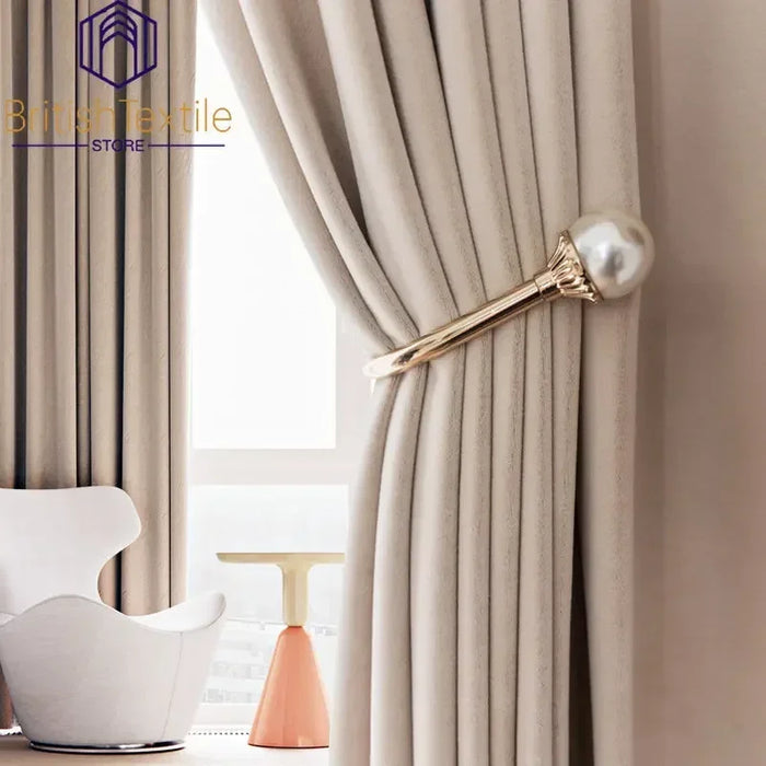 Modern Beige Velvet Curtains for Living Dining Room Bedroom Australian Cashmere Blackout Custom Door Window Drape Room Decor