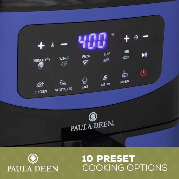 Paula Deen Stainless Steel 10 QT Digital Air Fryer (1700 W), LED Display, 10 Preset Cooking Functions, Ceramic Non-Stick Coating