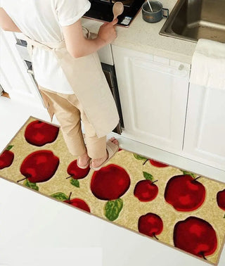 Kitchen Rugs,Apple Mats, Red Machine Washable Kitchen Rugs and Mats,Non-Slip Absorbent Kitchen Rug Runner,Rubber Back Carpet