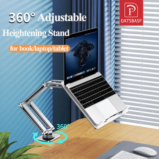 Oatsbasf 360°Rotatable Laptop Stand Clamp Tablet Hightening Support Holder Book Bracket Height Adjustable Desktop Bed Lazy Stand