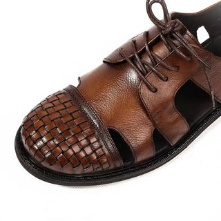 2023 new arrival Summer Fashion Cow leaather causal Roman and British retro shoes men,male Genuine leather sandal