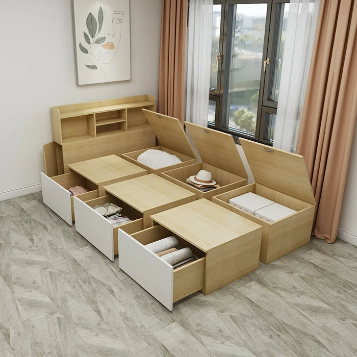 Customized Hong Kong small unit Japanese style tatami bed box storage Rubik's cube combination bed storage bed 1.2m single perso