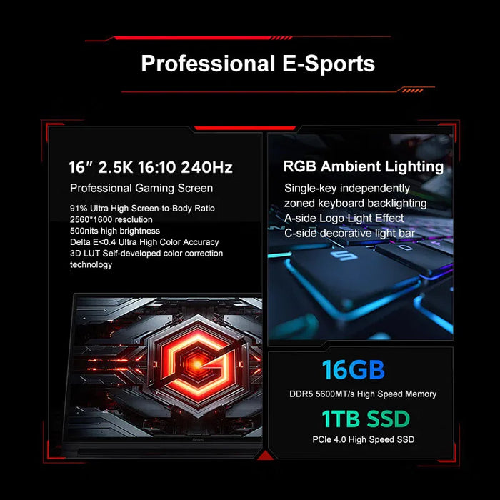 2024 Xiaomi Redmi G Pro Gaming Laptop 16 Inch 2.5K 240Hz E-Sports Screen Netbook i9-14900HX 16GB 1TB RTX4060 Gaming Notebook PC