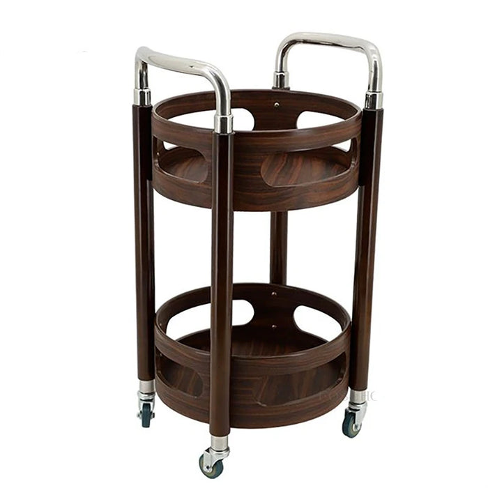 Solid Wood Coffee Shop Trolleys Banquet Small Apartment Dining Cart Homestay Round Wine Racks Restaurant Hotel Kitchen Islands