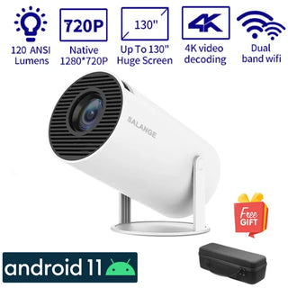 Salange HY300 Android 11.0 Mini Projector LED Beamer Home Cinema 200ANSI 720P WIFI Smart TV for 1080P 4K Via HDMI with Carry Bag