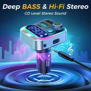 2023 Bluetooth 5.2 FM Transmitter For Car FM/AUX Bluetooth Car Adapter Car Charger Bass Boost 3 Ports Charger Bluetooth Adapter